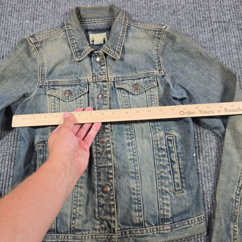 Abercrombie Denim Jacket Girls Size L Blue Light Wash Trucker Cotton Casual Y2K